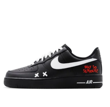 Custom Air Force 1 Low Black White Swoosh Red Font