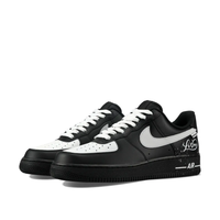 Custom Air Force 1 Low Black White Swoosh Love Font