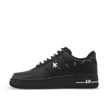 Custom Air Force 1 Low Black Airplane Route White