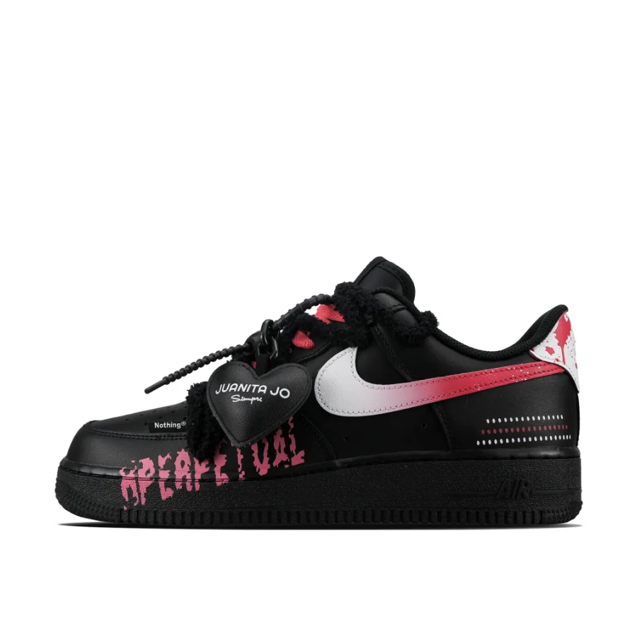 Custom Air Force 1 Low Extra Lace Pink White Gradient Swoosh Black