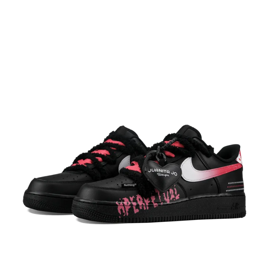 Custom Air Force 1 Low Extra Lace Pink White Gradient Swoosh Black