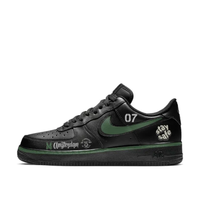 Custom Air Force 1 Low Black Green Swoosh Font Stay Safe