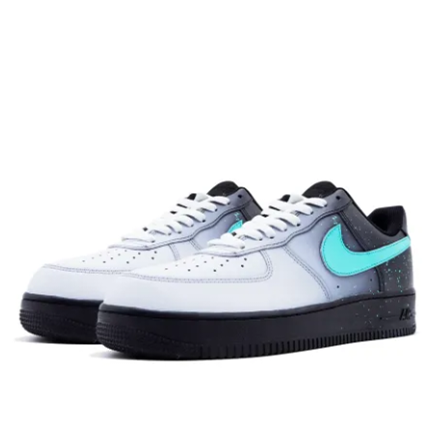 Custom Air Force 1 Low Gray White Gradient Blue Swoosh