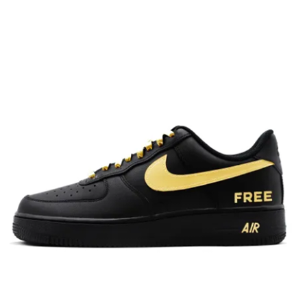 Custom Air Force 1 Low Black Gold Swoosh Free Font