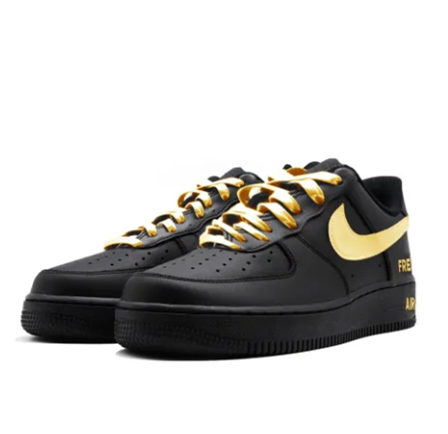 Custom Air Force 1 Low Black Gold Swoosh Free Font