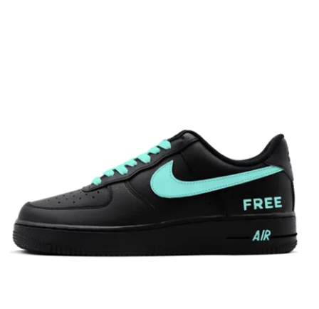 Custom Air Force 1 Low Blue Swoosh Black Free Font