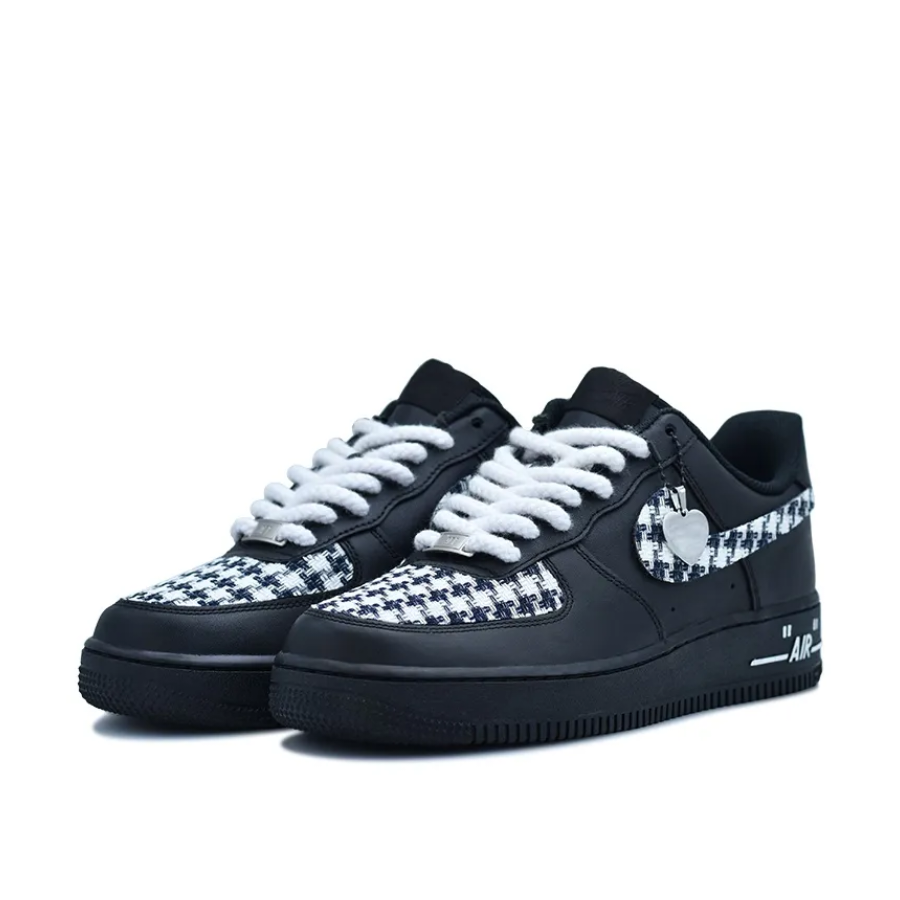 Custom Air Force 1 Low Black White Grid Patch