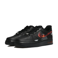 Custom Air Force 1 Low Fire Swoosh Black White Font