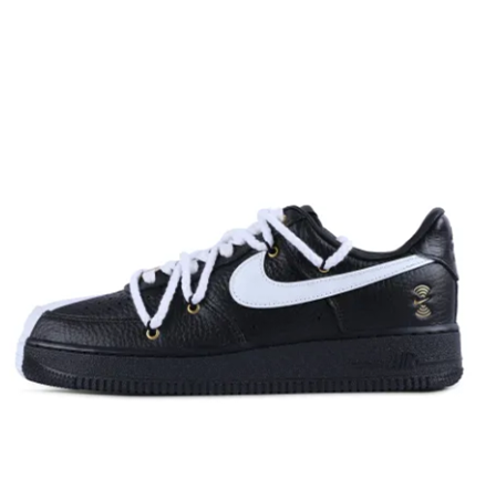 Custom Air Force 1 Low Extra White Lace Swoosh Black