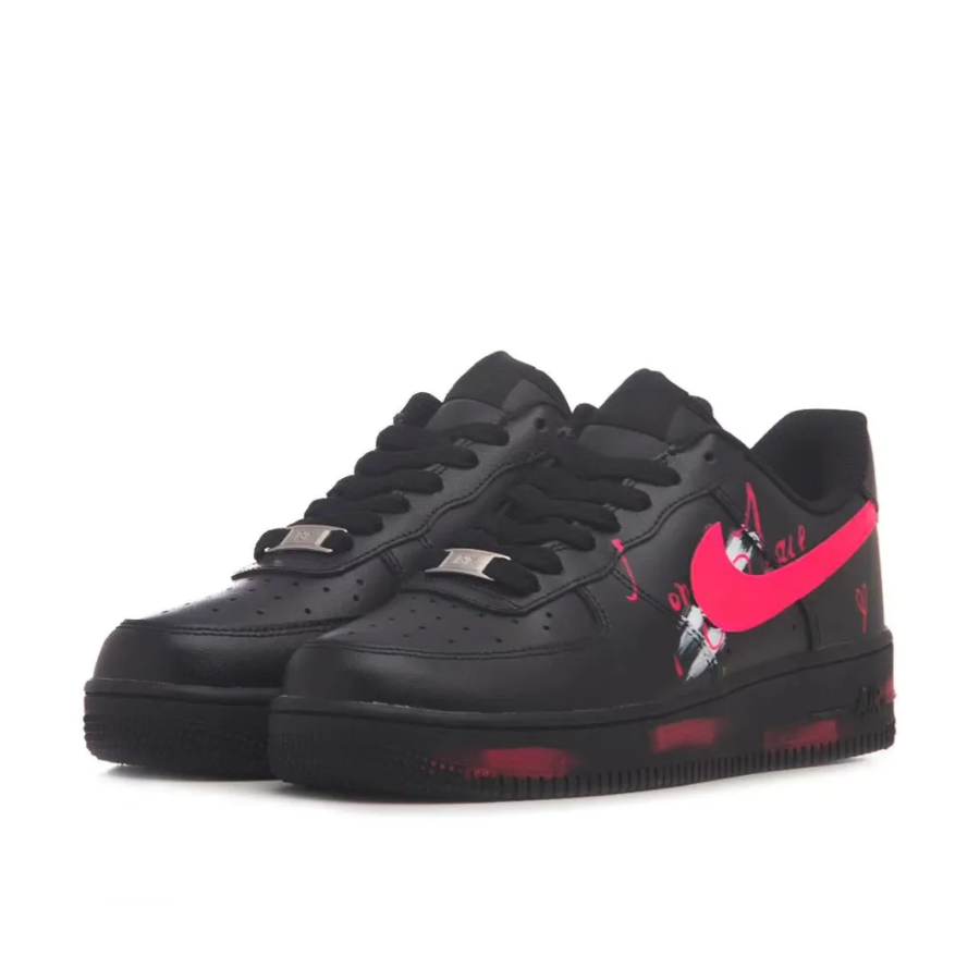 Custom Air Force 1 Low Black Pink Swoosh