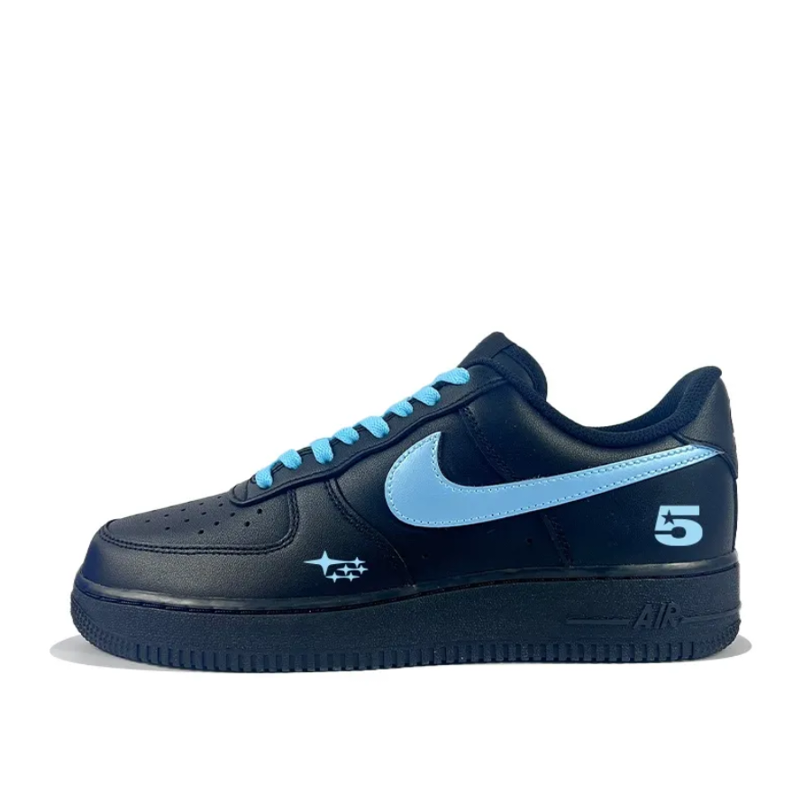 Custom Air Force 1 Low Black Blue 5 Font