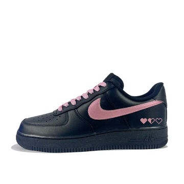 Custom Air Force 1 Low Black Pink Swoosh Heart