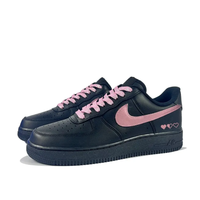 Custom Air Force 1 Low Black Pink Swoosh Heart