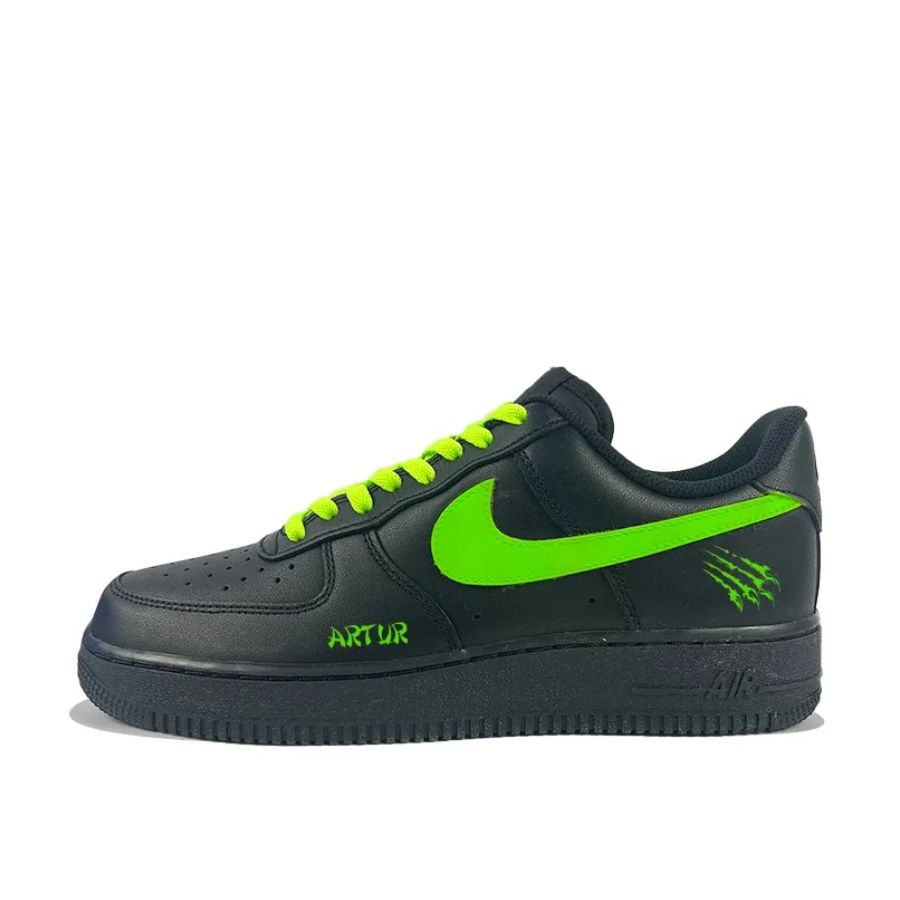 Custom Air Force 1 Low Black Green Swoosh