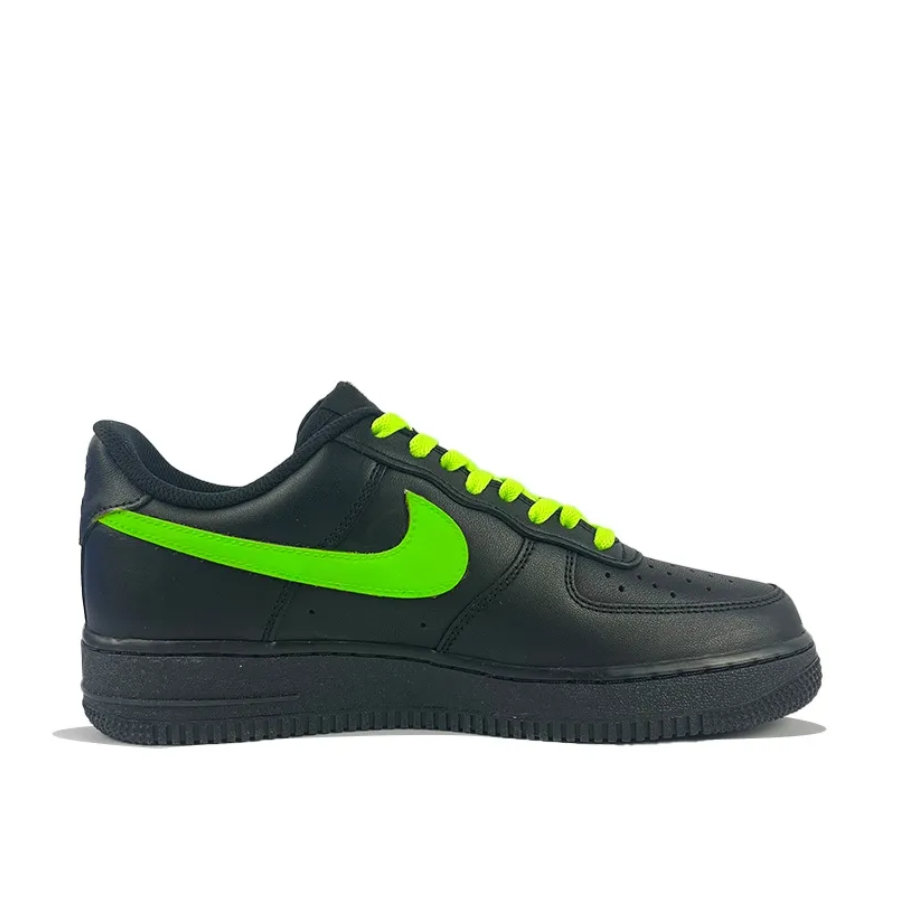 Custom Air Force 1 Low Black Green Swoosh