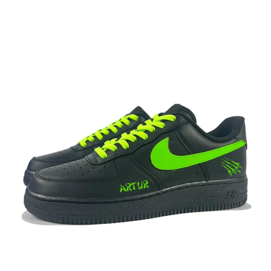 Custom Air Force 1 Low Black Green Swoosh