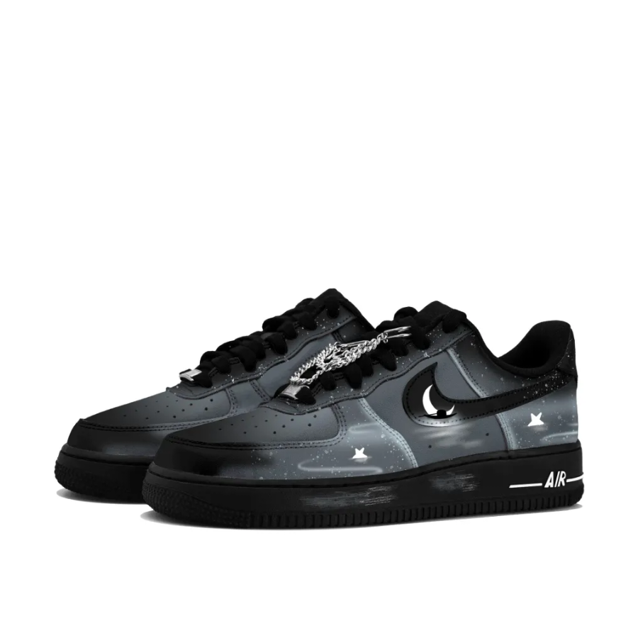 Custom Air Force 1 Low Black Galaxy Star Moon