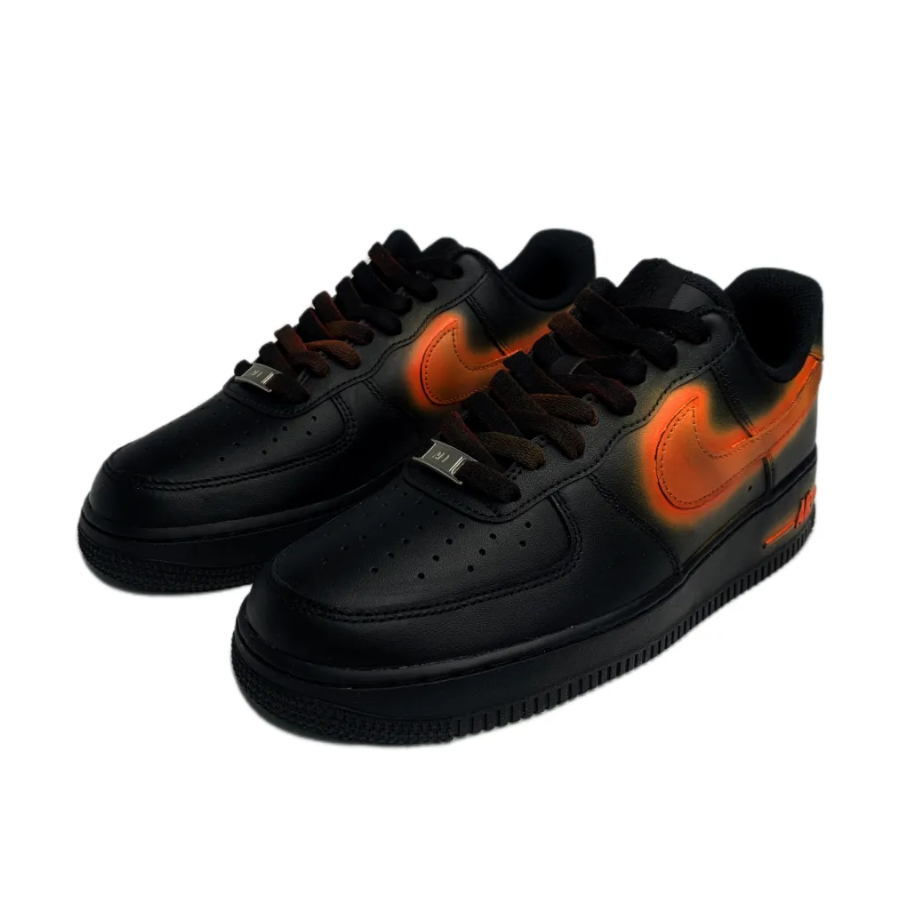 Custom Air Force 1 Low Black Orange Swoosh