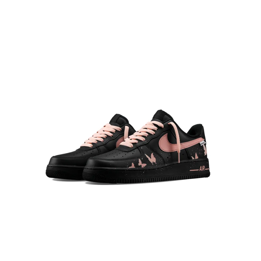 Custom Air Force 1 Low Pink Butterfly Swoosh