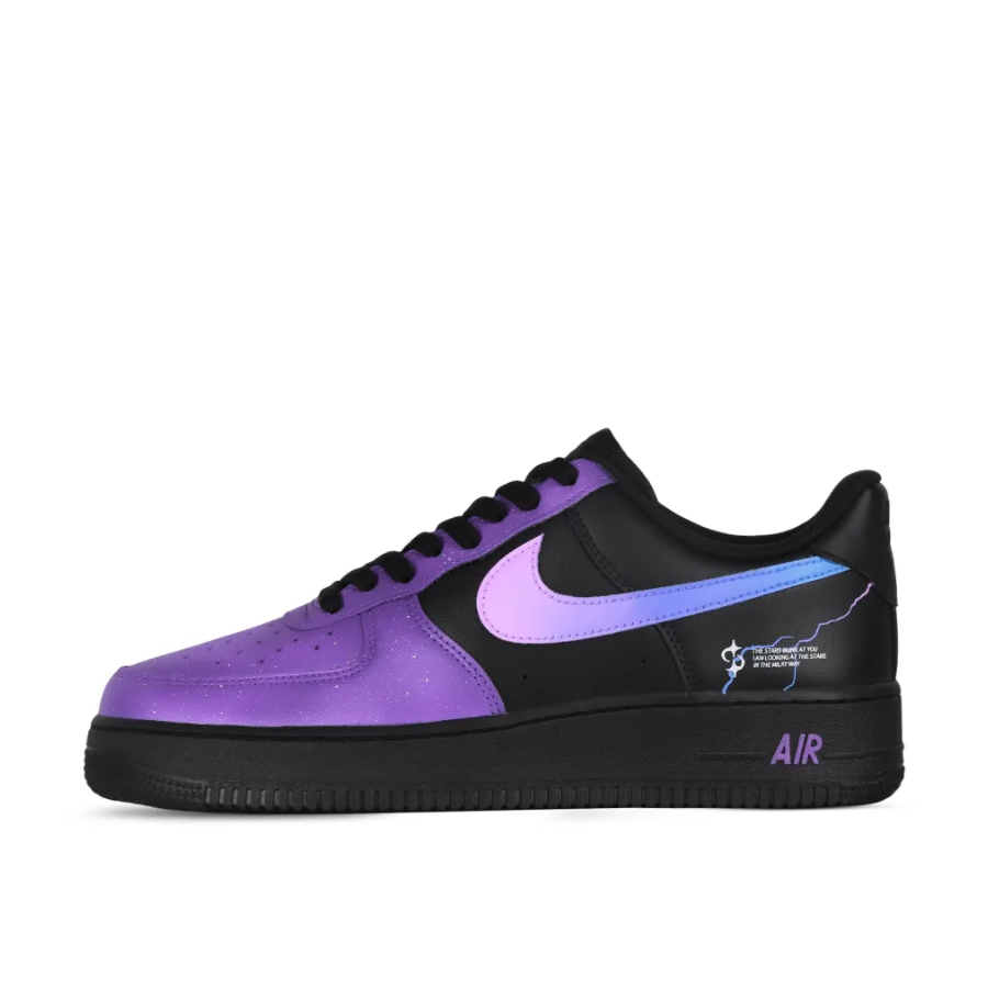 Custom Air Force 1 Low Blue Purple Gradient Swoosh Black