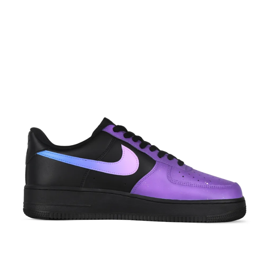 Custom Air Force 1 Low Blue Purple Gradient Swoosh Black