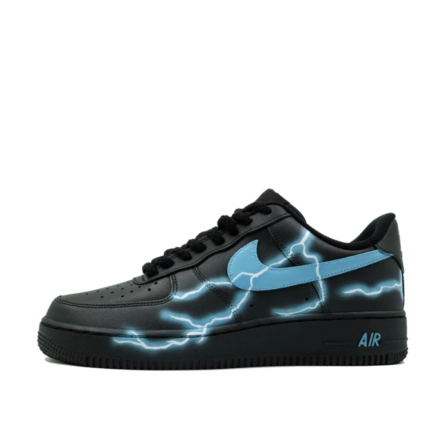 Custom Air Force 1 Low Blue Swoosh Lightning