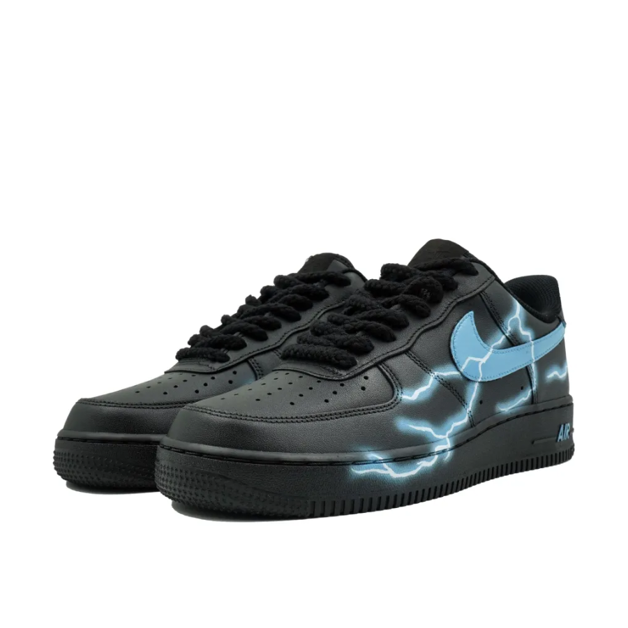 Custom Air Force 1 Low Blue Swoosh Lightning