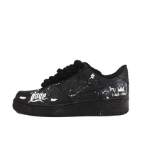 Custom Air Force 1 Low Black White Spray Font