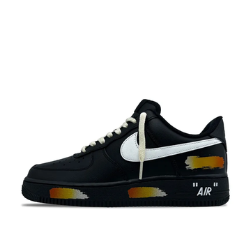 Custom Air Force 1 Low Black White Swoosh Orange