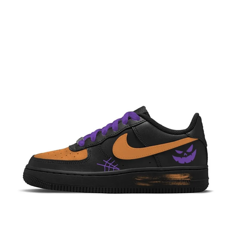 Custom Air Force 1 Low Orange Purple Spider Web