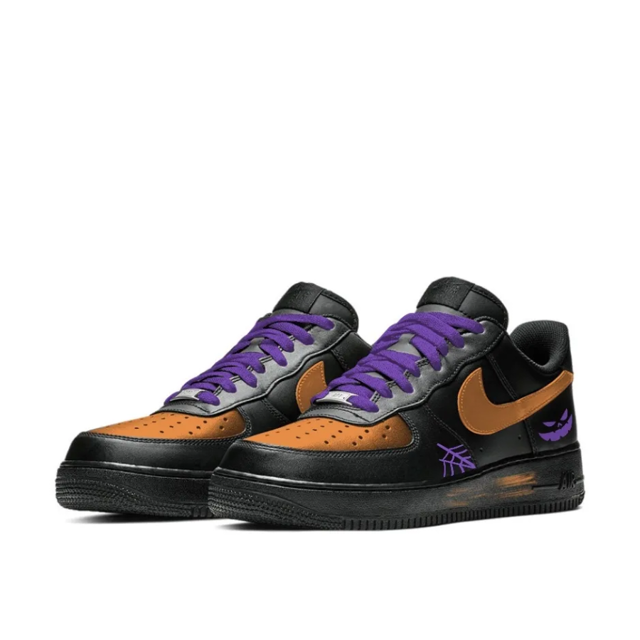 Custom Air Force 1 Low Orange Purple Spider Web