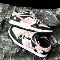 Custom Dunk Extra Lace Dark Pink Swoosh Shadow Black White