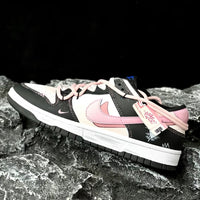 Custom Dunk Extra Lace Dark Pink Swoosh Shadow Black White