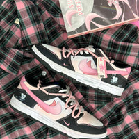 Custom Dunk Extra Lace Dark Pink Swoosh Shadow Black White