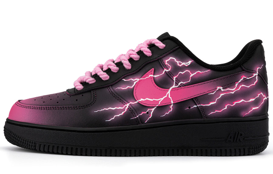 Custom Air Force 1 Pink Black Gradient Thunder Lightning