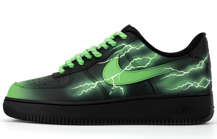 Custom Air Force 1 Green White Thunder Lightning