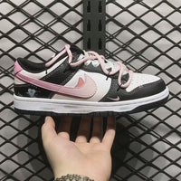 Custom Dunk Extra Lace Dark Pink Swoosh Shadow Black White