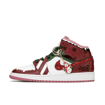 Custom Air Jordan 1 Christmas Dark Red White Snowman Pendant