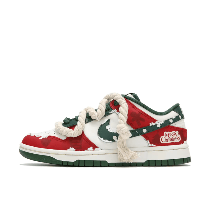 Custom Dunk Christmas Thick Laces Red Green White Snow