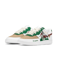 Custom Air Force 1 Christmas Khaki Green Red Christmas Tree Print