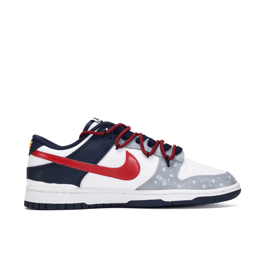 Custom Dunk Christmas Grey Dark Blue Red Snowflakes Snowman