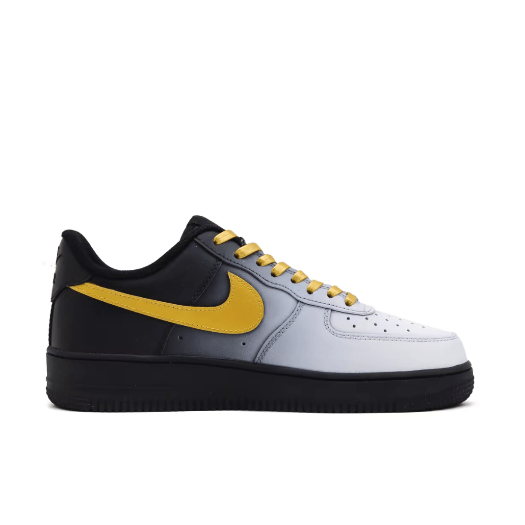 Custom Air Force 1 Christmas Black White Gradient Gold Swoosh