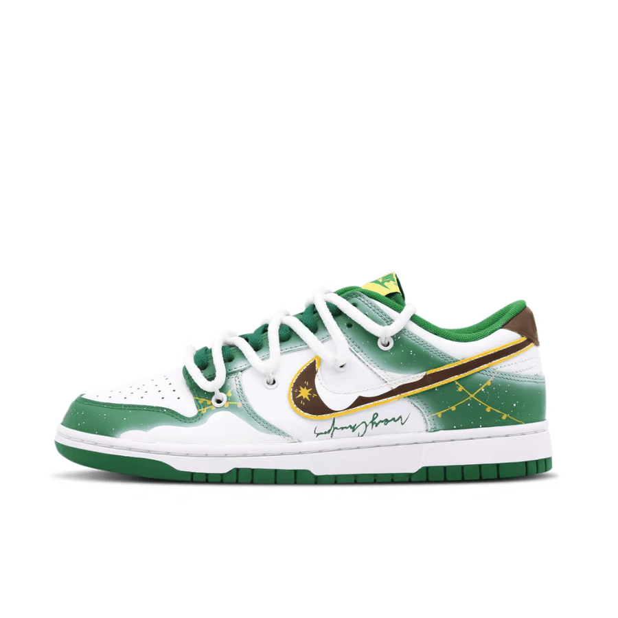 Custom Dunk Christmas Green White Khaki Swoosh