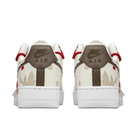 Custom Air Force 1 Christmas Beige Red Elk Print Khaki Swoosh