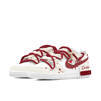 Custom Dunk Christmas Beige Red Sled Swoosh