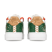 Custom Air Force 1 Christmas Beige Green Elk And Snowflakes Print